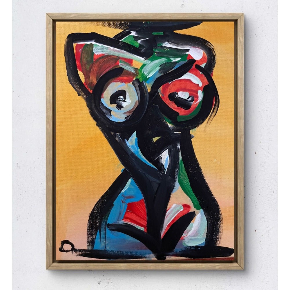 OMAN Original Abstract Expressionist Female Figure Painting 8x10 Canvas Art